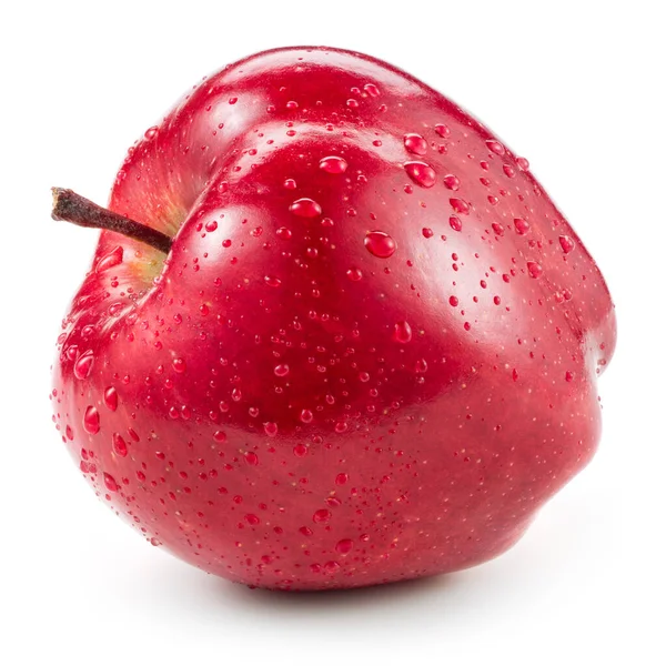 Apel Merah Dengan Tetes Terisolasi Pada Putih — Stok Foto