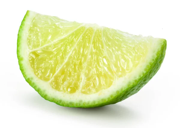 Lime Fruit Slice Isolated White — Stock Photo, Image