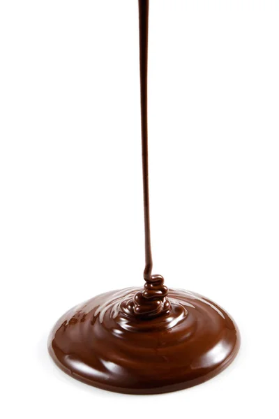 Forró Olvadt Csokoládé Elszigetelt Fehér Alapon — Stock Fotó