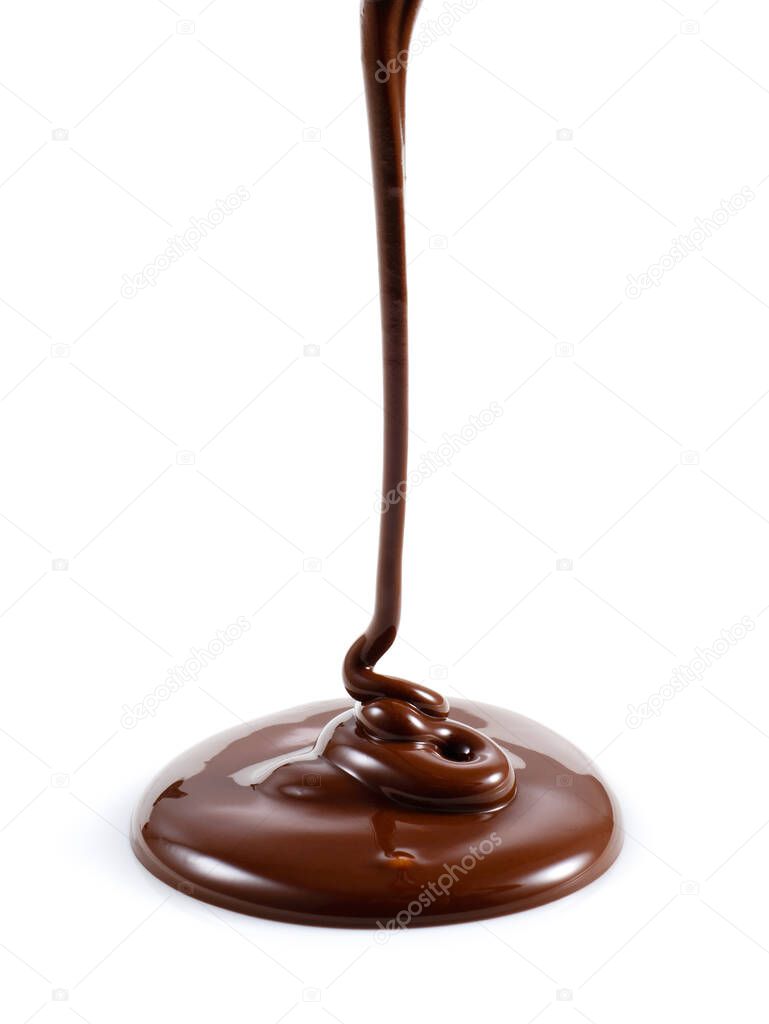 Hot melted chocolate isolated on white background