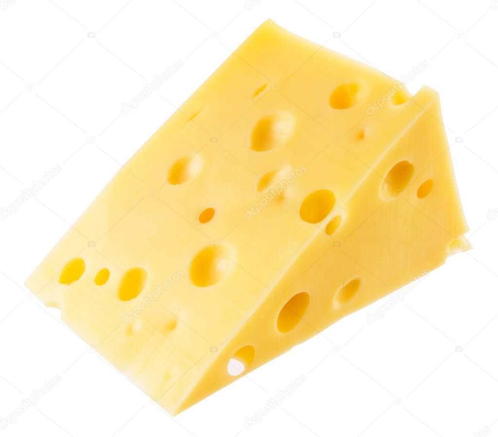 Piece of cheese isolated on a white background. With clipping path.