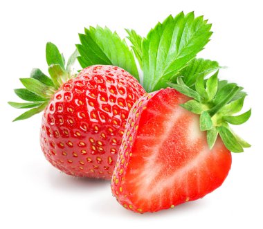 Beyaz arkaplanlı çilek.