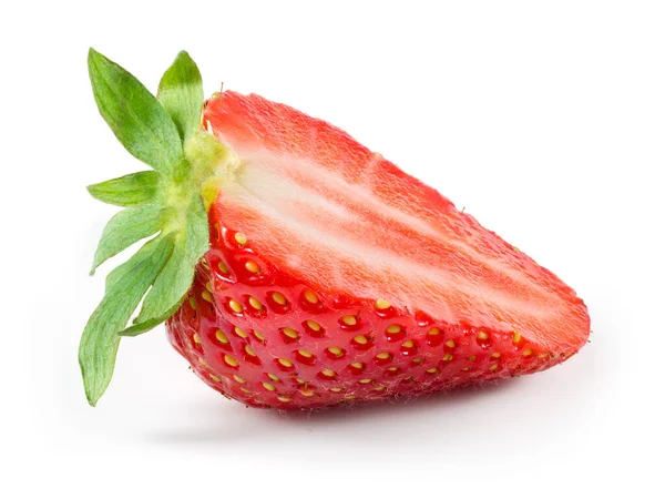 Aardbei Geïsoleerd Witte Achtergrond Helft Van Fruit — Stockfoto