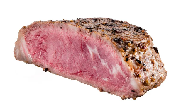 Pečený Hovězí Steak Maso Bílém Pozadí — Stock fotografie