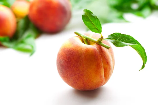 Ripe Peach Leaves Soft Focus — Stock Photo, Image