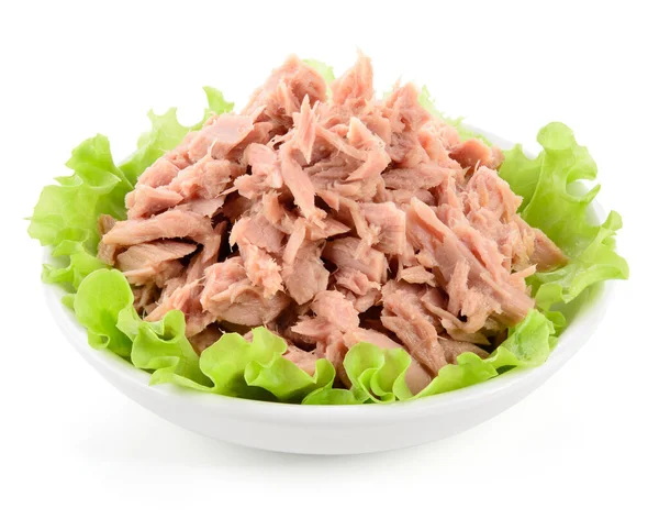Canned Tuna Green Salad White — Stock Photo, Image