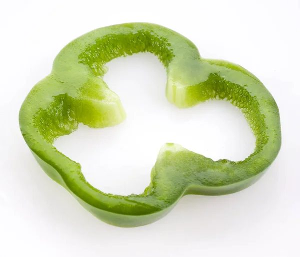 Sliced Green Pepper Isolated White — Stock Photo, Image