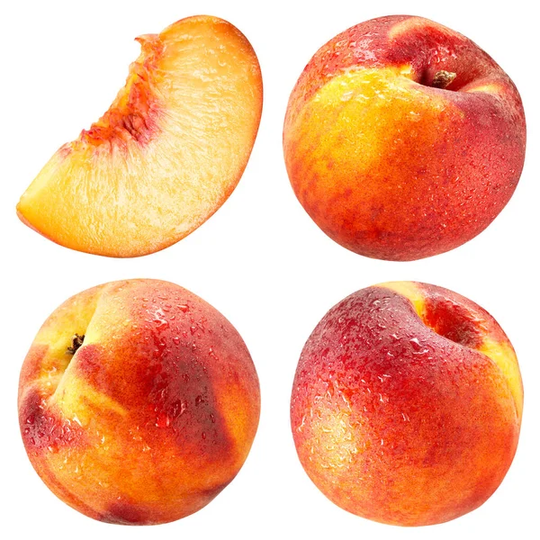 Peach Slice Drops Isolated White — Stock Photo, Image