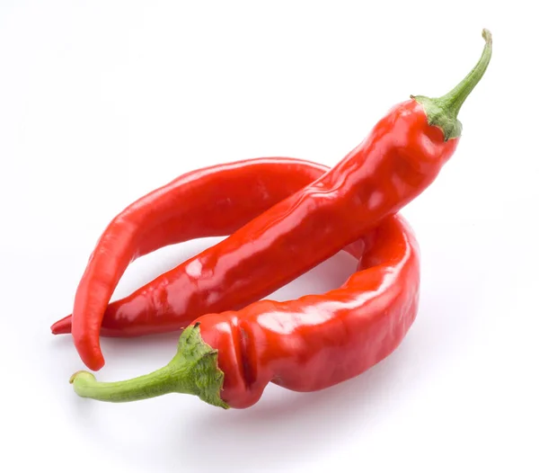 Three Hot Chili Peppers Isolated White Background — Stock Photo, Image