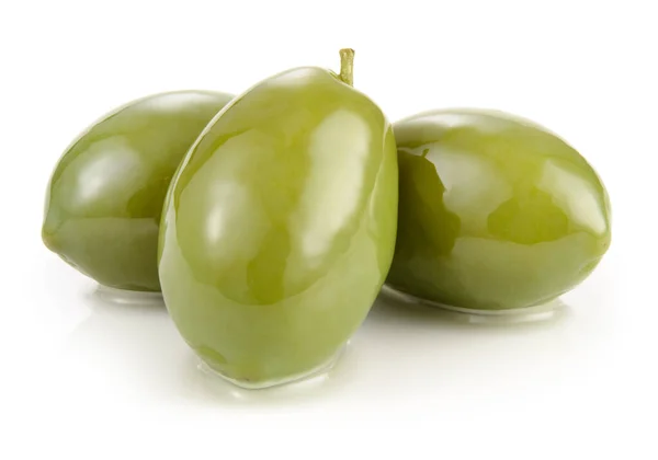 Green Olives Isolated White — Stock Photo, Image