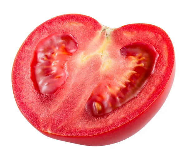 Pomidor Połowa Białym Tle Ścieżką Przycinającą — Zdjęcie stockowe