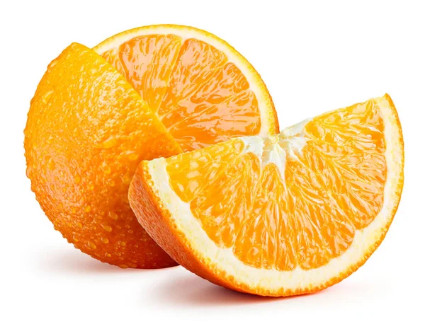 Vers Sinaasappelfruit Met Wit Geïsoleerde Schijfjes — Stockfoto
