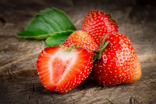 Färska Jordgubbar Naturlig Bakgrund — Stockfoto