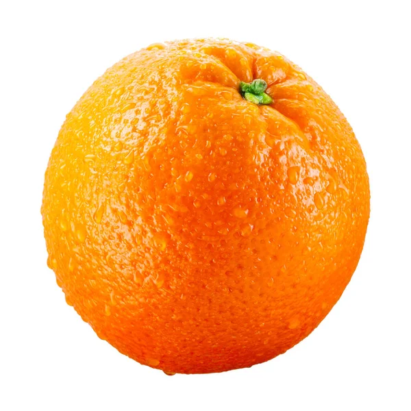 Fruta Naranja Con Gotas Aisladas Sobre Fondo Blanco — Foto de Stock