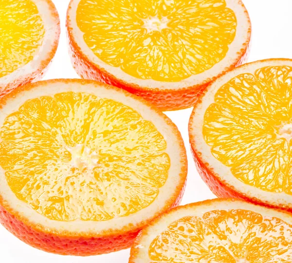 Pomarańczowe Plastry Owoców Izolowane Białym Kontekst Żywności — Zdjęcie stockowe