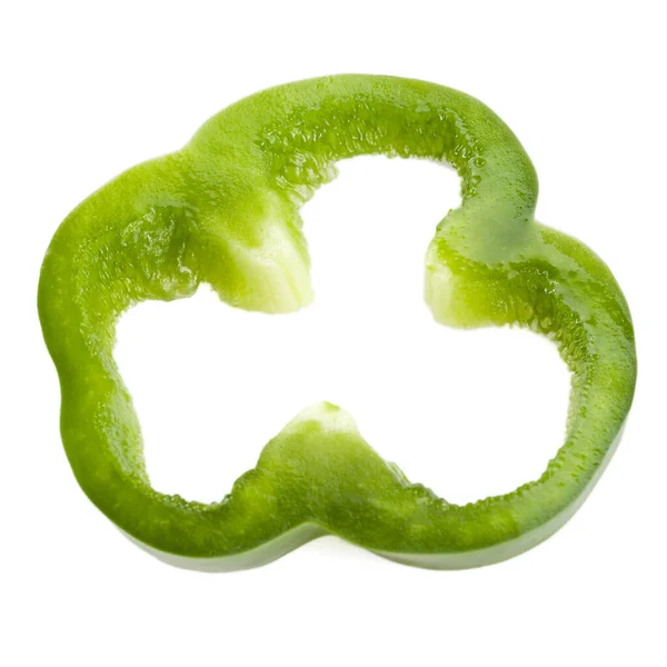 Sliced Green Pepper Isolated White — Stock Photo, Image