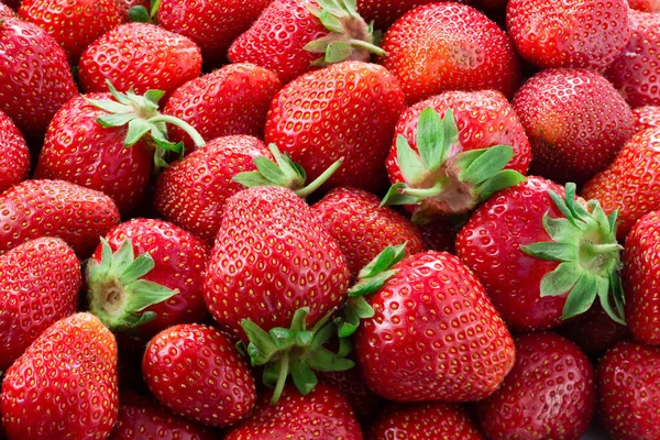 Frische Erdbeeren Roter Hintergrund — Stockfoto