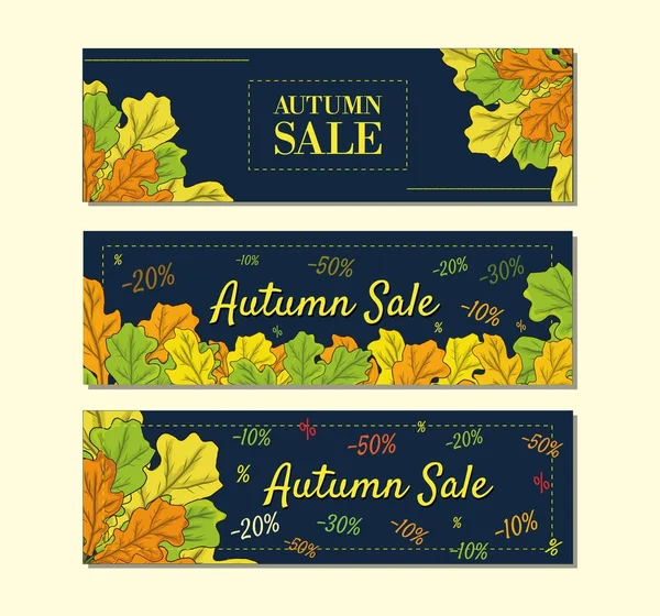 Bannières de vente d'automne pour web ou impression — Image vectorielle