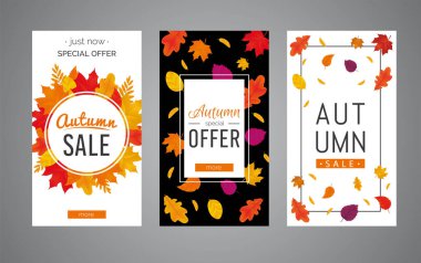 Soyut vektör çizim sonbahar satış Banner arka plan düşen sonbahar yaprakları ile.