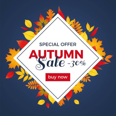 Soyut vektör çizim sonbahar satış Banner arka plan düşen sonbahar yaprakları ile.