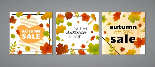 Illustration vectorielle abstraite Vente d'automne fond de bannière avec feuilles d'automne tombantes . — Image vectorielle