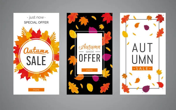 Аннотация Vector Illustration Autumn Sale Banner Background with Falling Autumn Leaves . — стоковый вектор