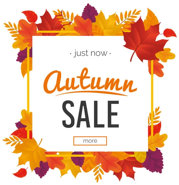 Аннотация Vector Illustration Autumn Sale Banner Background with Falling Autumn Leaves . — стоковый вектор