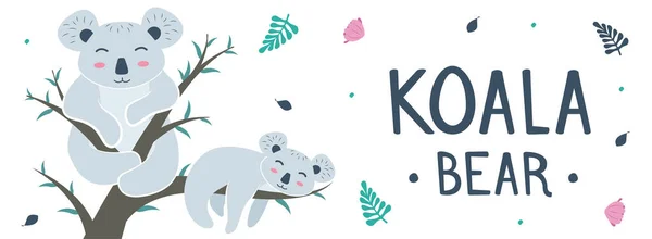 Cute Koala Poses Cartoon Vector Illustration. — Stock Vector