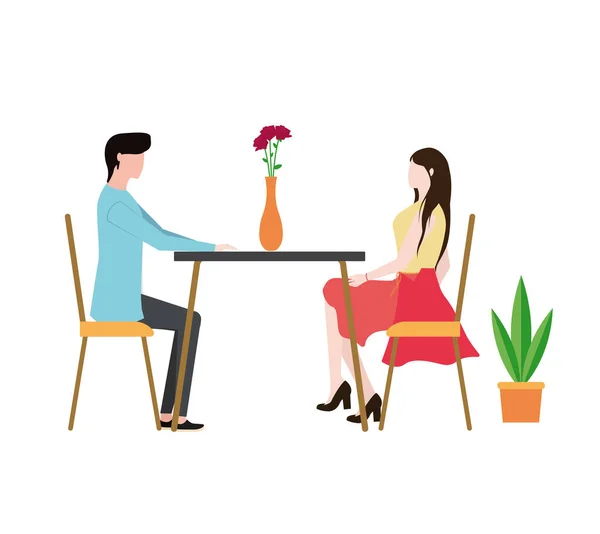 Свидание Встреча мужчины и женщины. Мужчина и женщина сидят за столом. Парень и девушка на свидании. Любовники за ужином. Пара в ресторане . — стоковый вектор