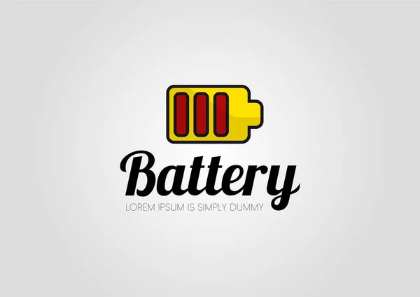 Matériel photo Logo. Logo avec une icône de batterie représentant un niveau de charge. Logo avec une icône de batterie représentant le niveau de charge et l'équipement photo d'inscription . — Image vectorielle