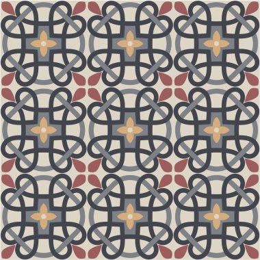 Arka plan, fayans ve Tekstil için dekoratif desen. Modüler parçalardan monte edilir. Vektör. Sorunsuz.