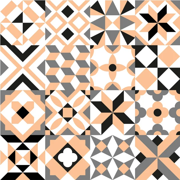 Arka plan, fayans ve Tekstil için dekoratif desen. Modüler parçalardan monte edilir. Vektör. Sorunsuz.