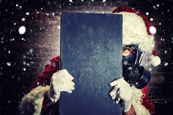 Santa con máscara de gas — Foto de Stock