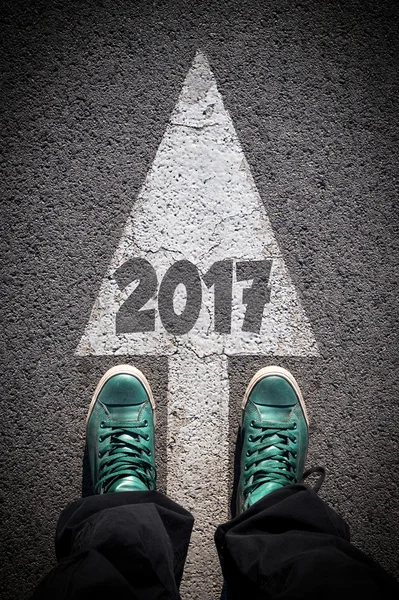 Jambes sur le panneau pour 2017 — Photo