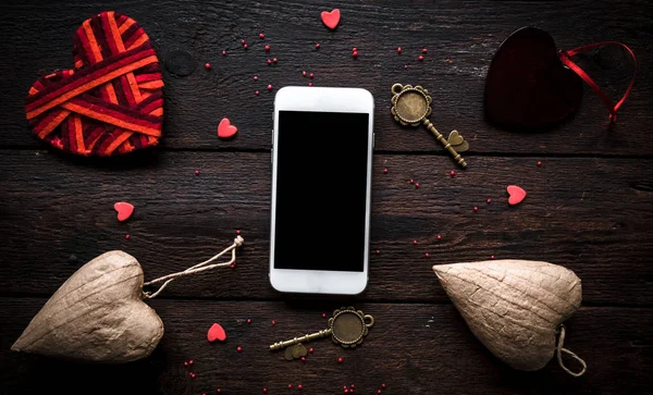 Smartphone burla día de San Valentín — Foto de Stock