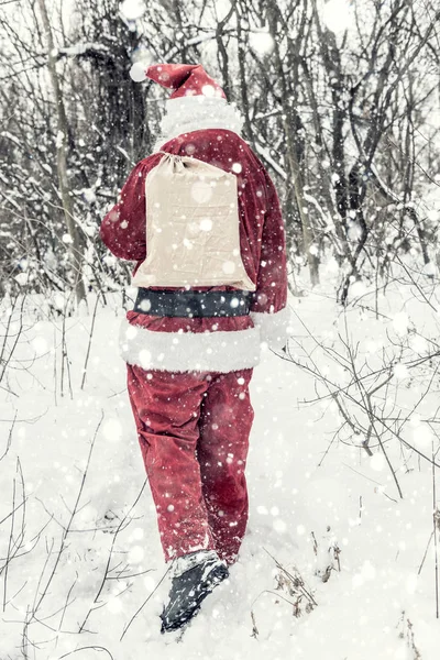 圣诞老人在雪中 — 图库照片
