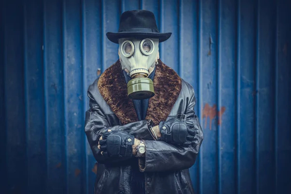 Portrait Man Gas Mask Selective Focus — Stock Photo, Image