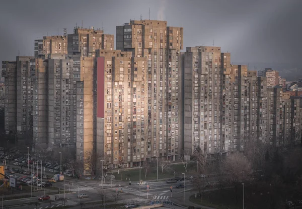 Nieuwe Bouwstenen Van Belgrado Tijdens Zonsondergang — Stockfoto