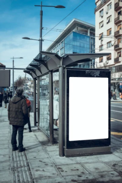 Otobüs Istasyonu Üzerinde Boş Billboard — Stok fotoğraf