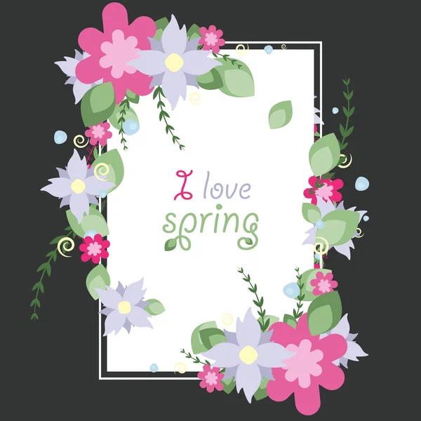 Vector Vignette of spring vector flowers — Stock Vector