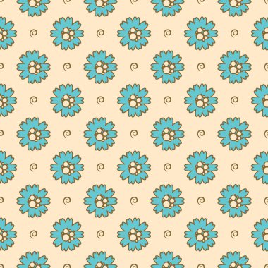 Vektör desen konturlar ve daireler ile çiçek