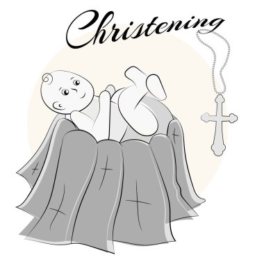 Vaftiz Kilisesi, çocuğunun vaftiz. Vektör set el ile çekilen izole öğe. Kullanılan kartpostallar, tebrik ederim, duvar kağıtları, parmak izi, arka planlar için.