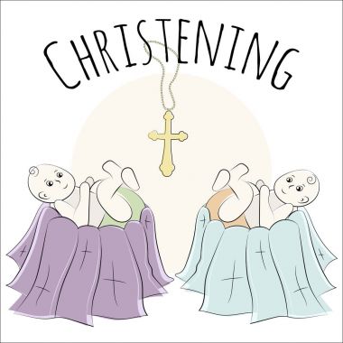 Vaftiz Kilisesi, çocuğunun vaftiz. Vektör set el ile çekilen izole öğe. Kullanılan kartpostallar, tebrik ederim, duvar kağıtları, parmak izi, arka planlar için.