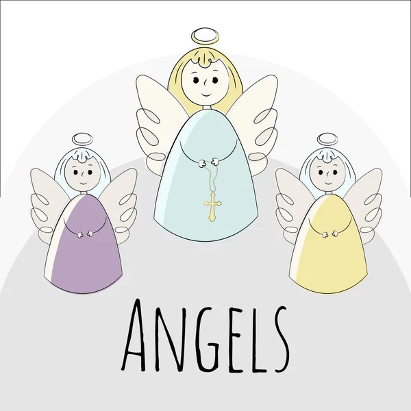 Anges vecteurs sur fond blanc. Dessiné à la main dans le style de doodle. Objets isolés . — Image vectorielle