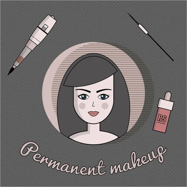 Conjunto de vetores de equipamentos para maquiagem permanente. Usado para ícones no site, cartões de visita —  Vetores de Stock