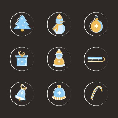 Vektör düz kış öğeleri kümesi. Tatil yeni yıl ve Noel.