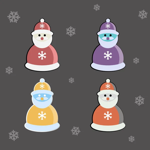 Vector set of flat winter elements Santa Claus. Holidays New Year and Christmas. — Stock Vector