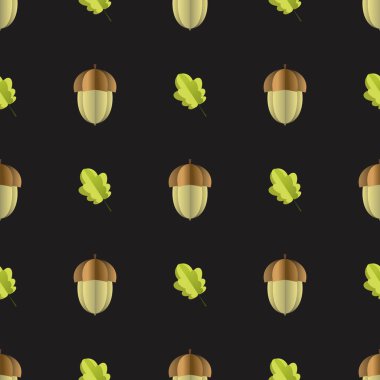 Dışarı-in kağıt kesme meşe palamudu ve yaprakları renkli Dikişsiz desen