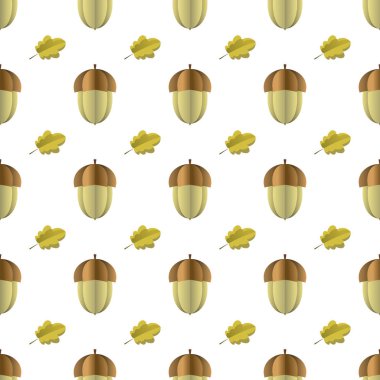 Dışarı-in kağıt kesme meşe palamudu ve yaprakları renkli Dikişsiz desen