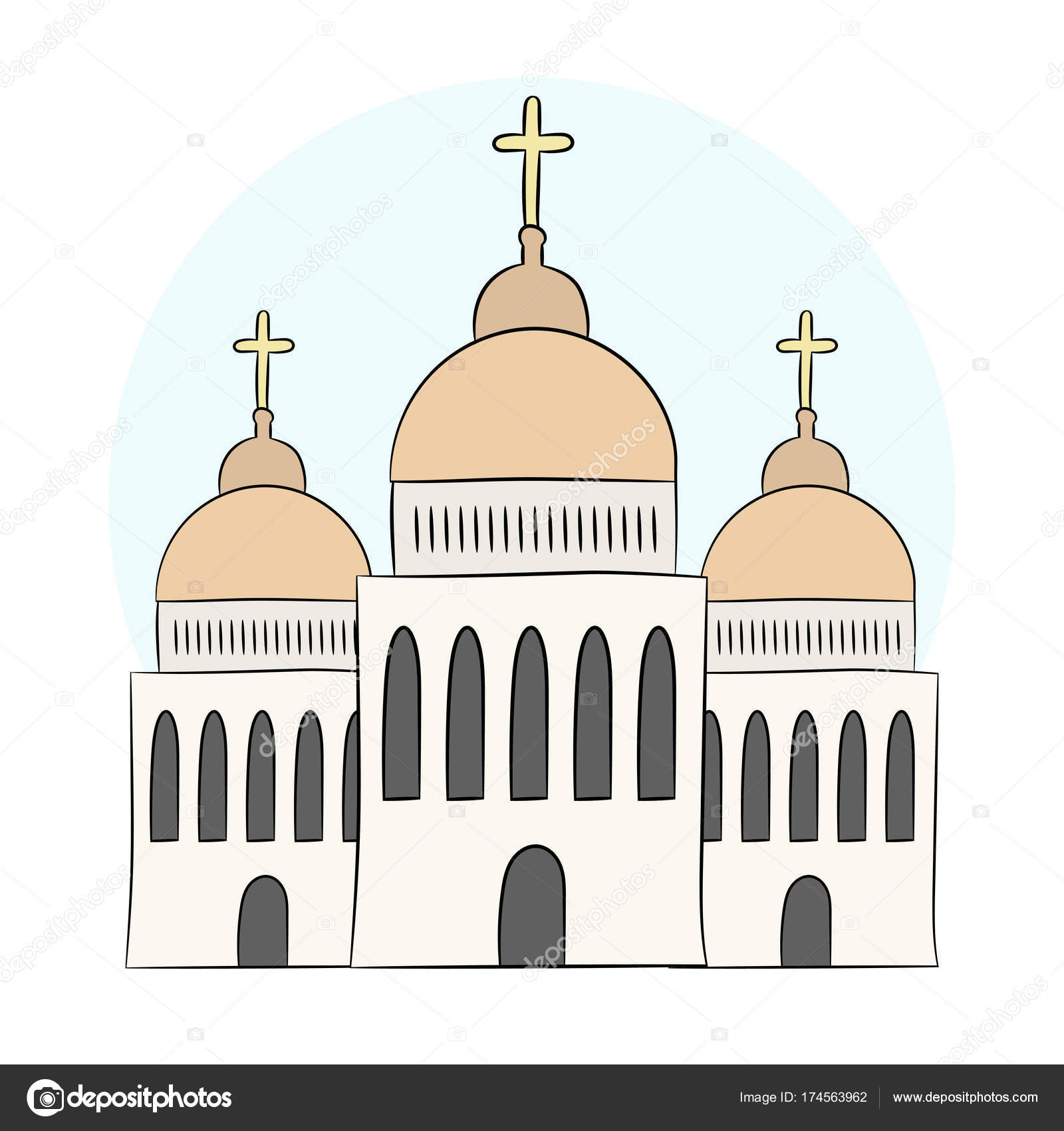 vector igreja templo capela com cúpulas e cruzes a religião é o